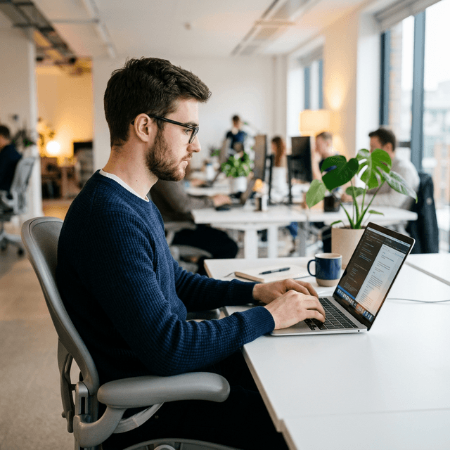 Person working at laptop