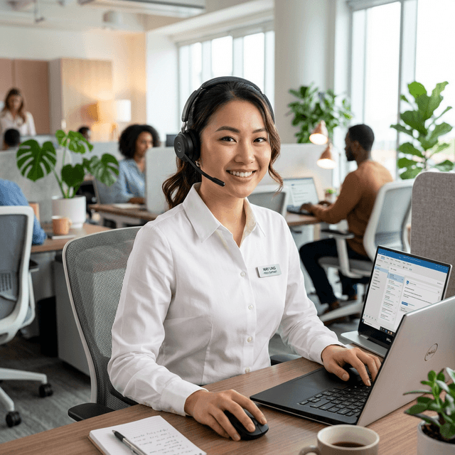Professional woman with headset